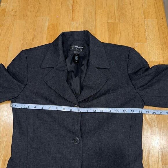 Liz Claiborne Collection Wool Blend Charcoal Gray Blazer Coat Modest Career - Picture 7 of 10